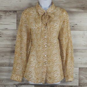 Donizetti* Women's Long Sleeve Button Down Curved Hem Snake Print Blouse~Size 14